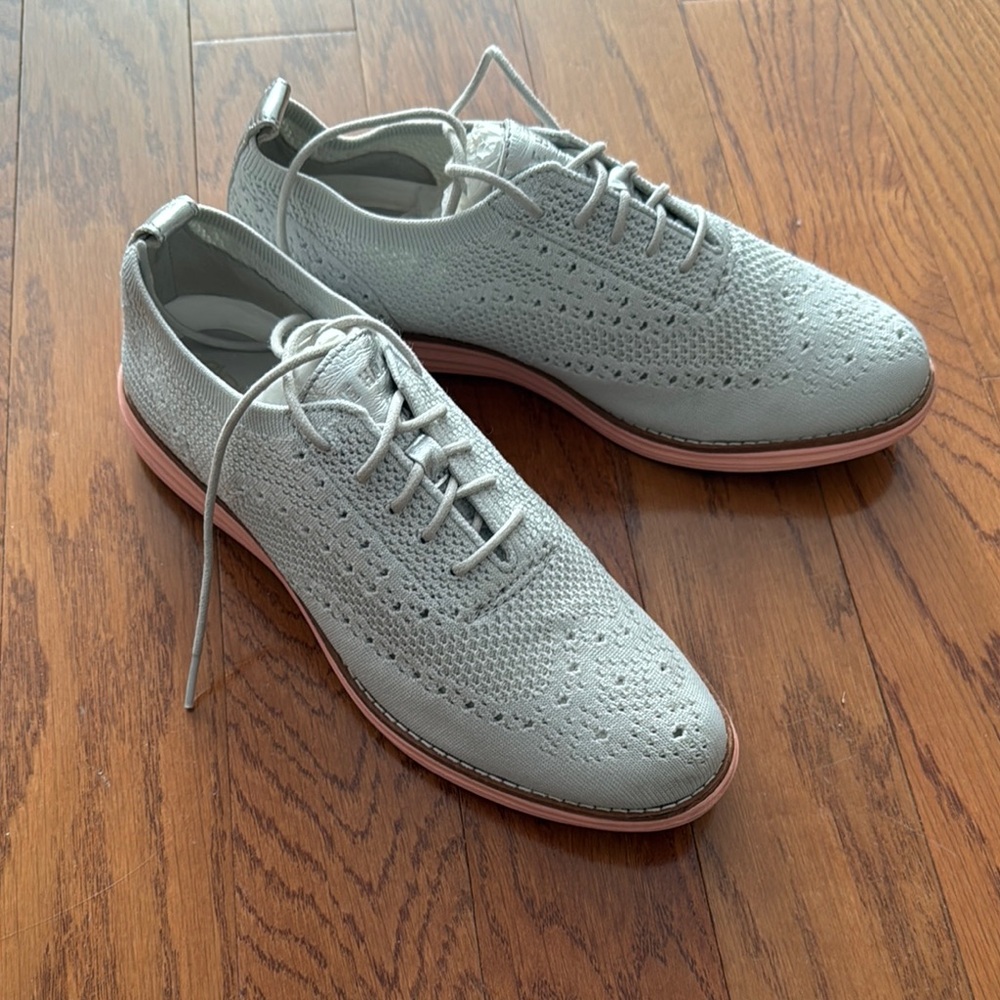 Cole Haan Original Grand Light Gray Knit Oxford Shoes